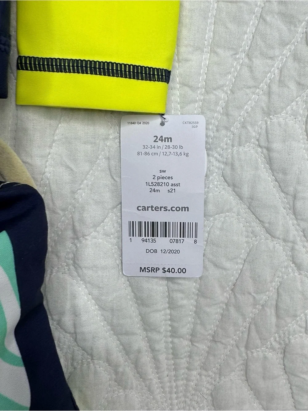 Carter's Neon Yellow & Navy 2-Piece Set with Mint Accent